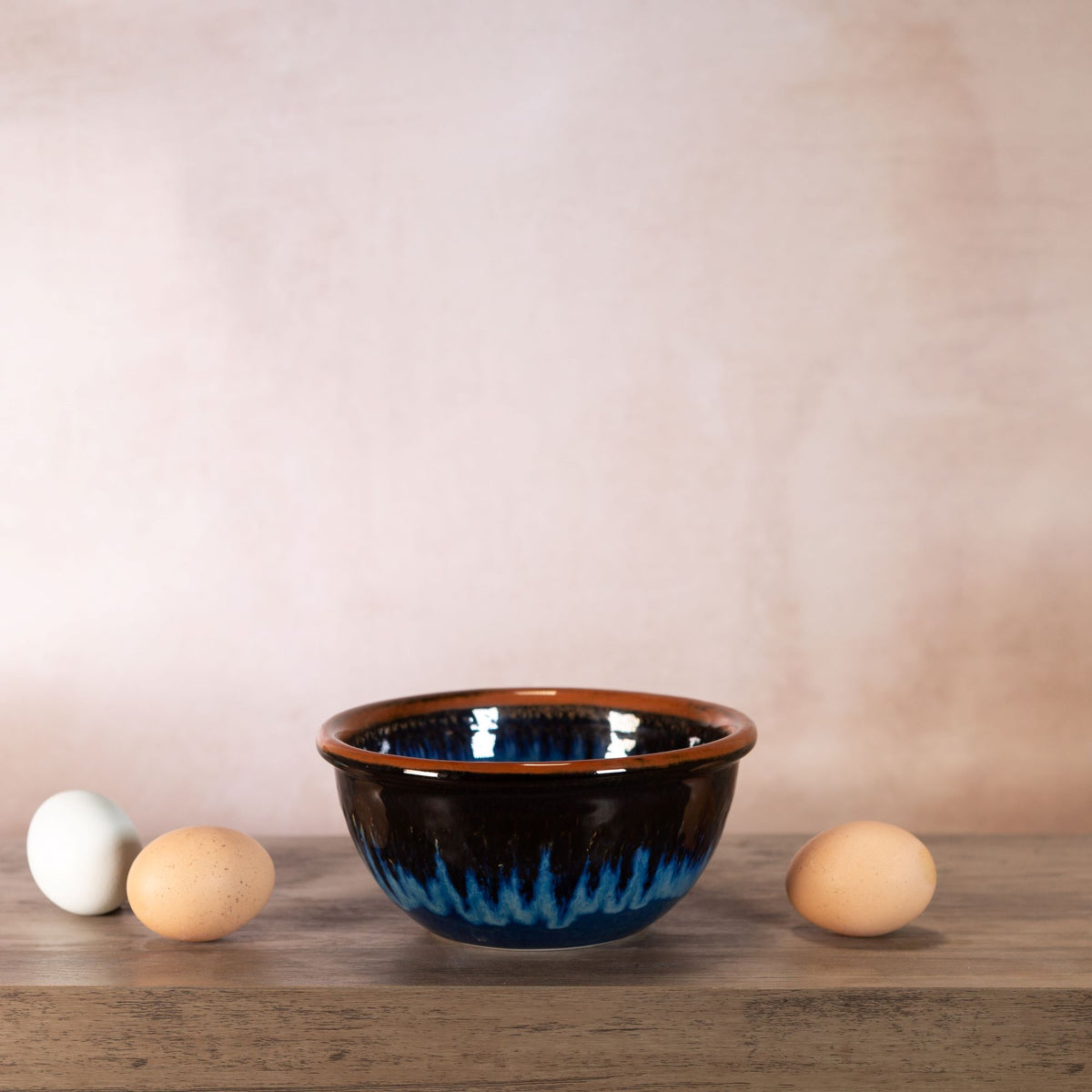 Handmade Pottery 6 Inch Mixing Bowl in Blue Hamada pattern made by Georgetown Pottery in Maine