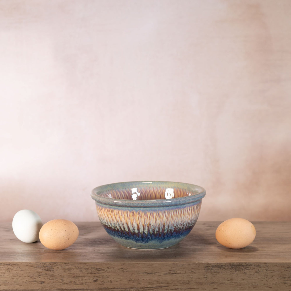 Handmade Pottery 6 Inch Mixing Bowl in Purple Nuka pattern made by Georgetown Pottery in Maine