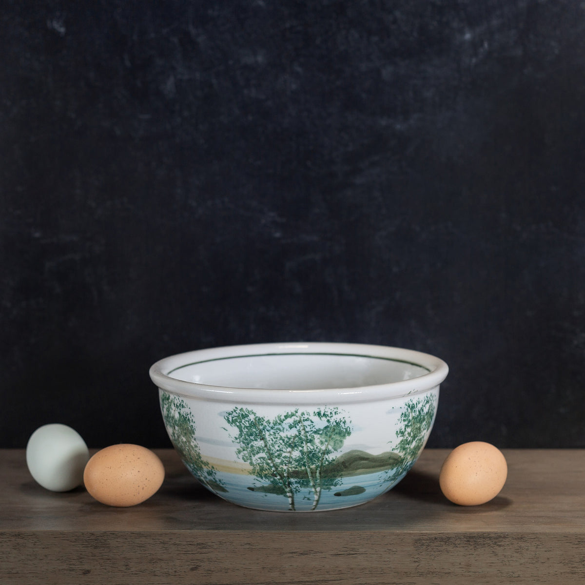 Handmade Pottery 8 Inch Mixing Bowl in Birch Point pattern made by Georgetown Pottery in Maine