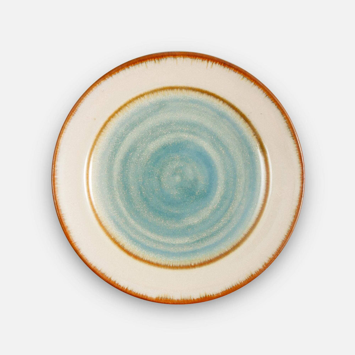 Handmade Pottery Classic Dessert Plate in Ivory & Blue pattern made by Georgetown Pottery in Maine