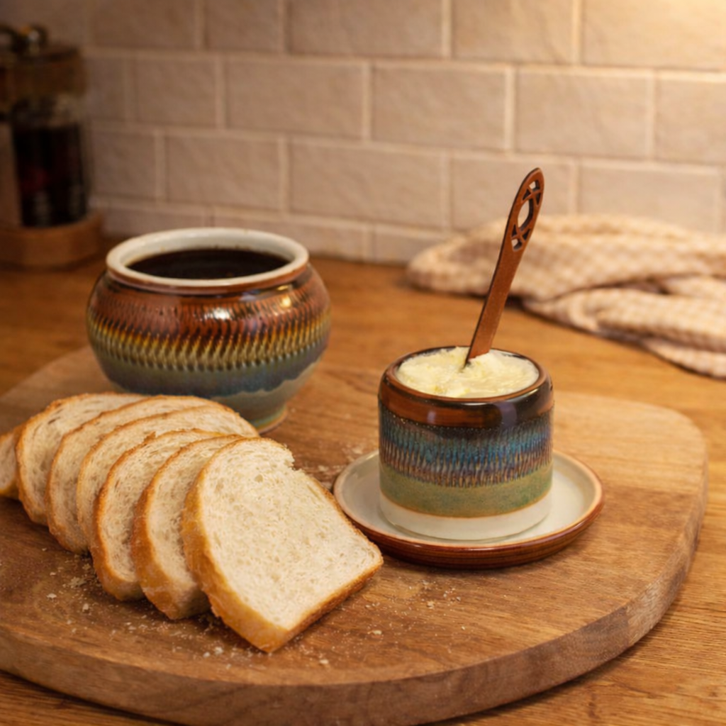 Ceramic French Butter Keeper in Purple Hamada handmade by Georgetown Pottery in Maine
