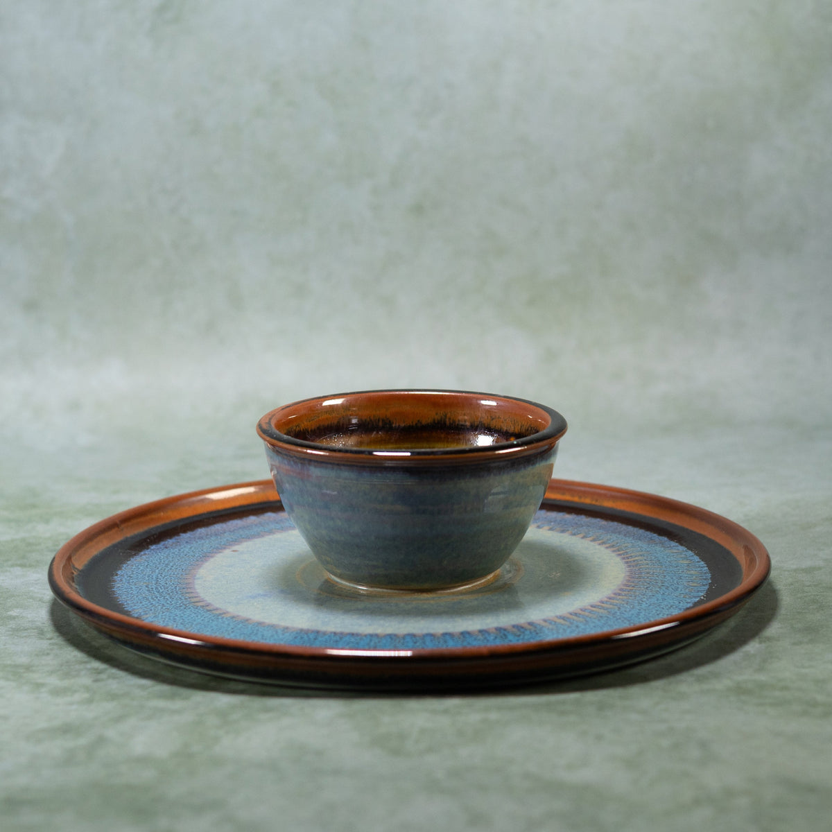Ceramic Chip & Dip Tray in Purple Hamada handmade by Georgetown Pottery in Maine