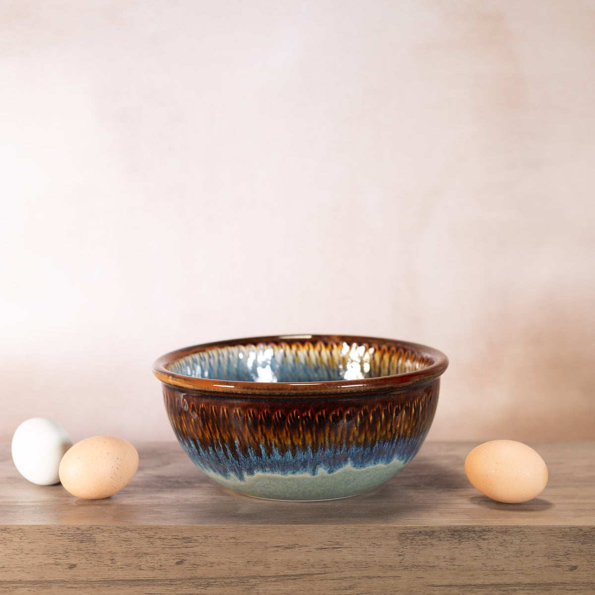 Handmade Pottery 8 Inch Mixing Bowl in Purple Hamada pattern made by Georgetown Pottery in Maine