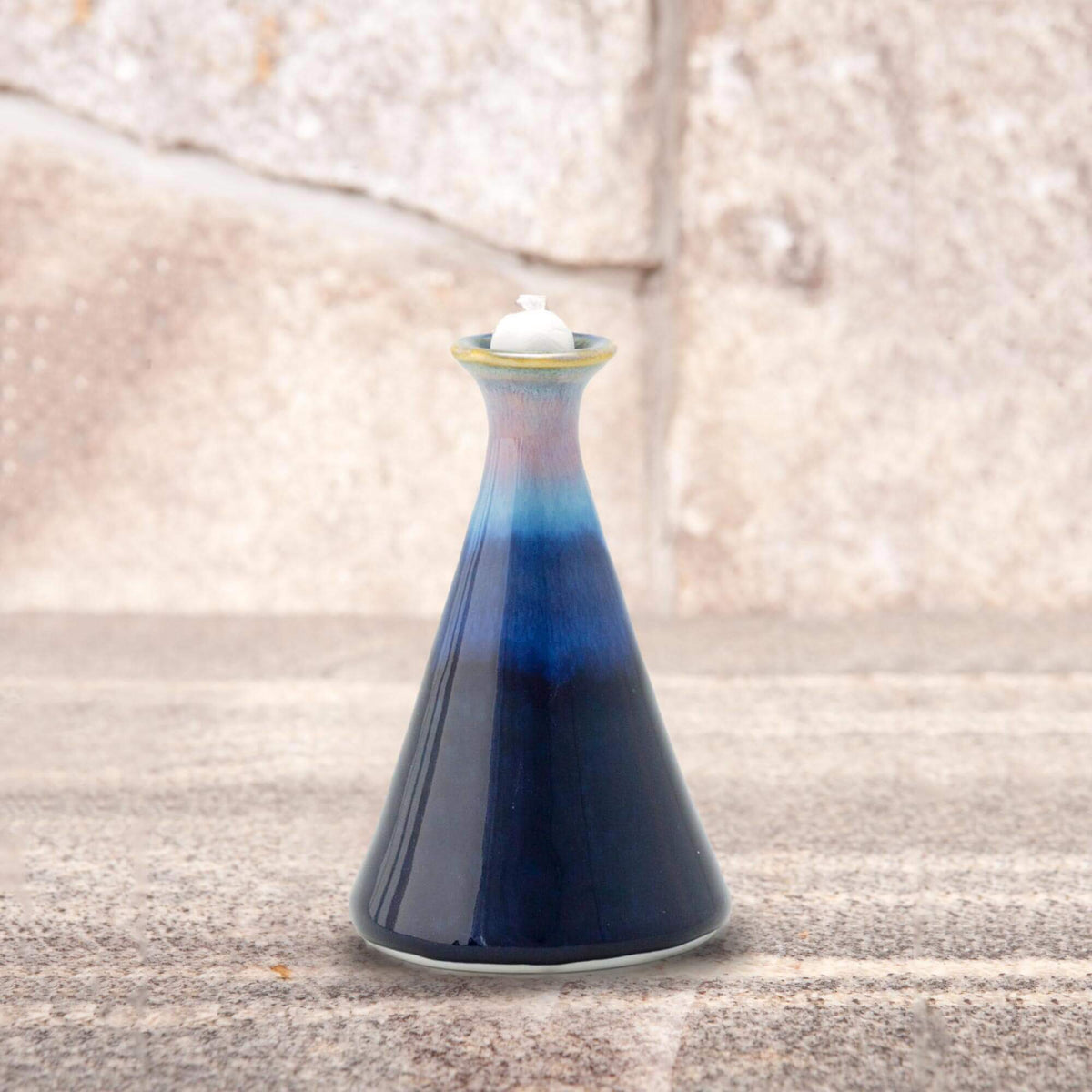 Handmade ceramic Oil Candle in Cobalt made by Georgetown Pottery in Maine