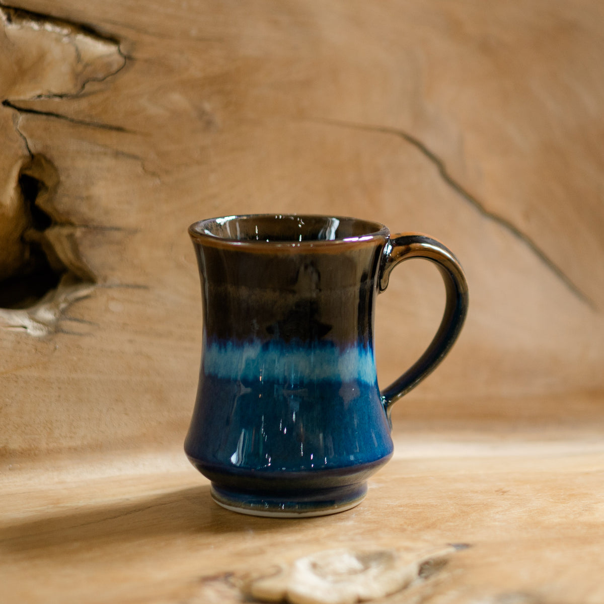 Pedestal Mug in Blue Hamada made by Georgetown Pottery in Maine 