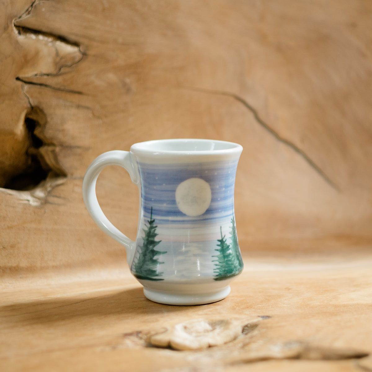 Pedestal Mug in Lupine pattern made by Georgetown Pottery in Maine 