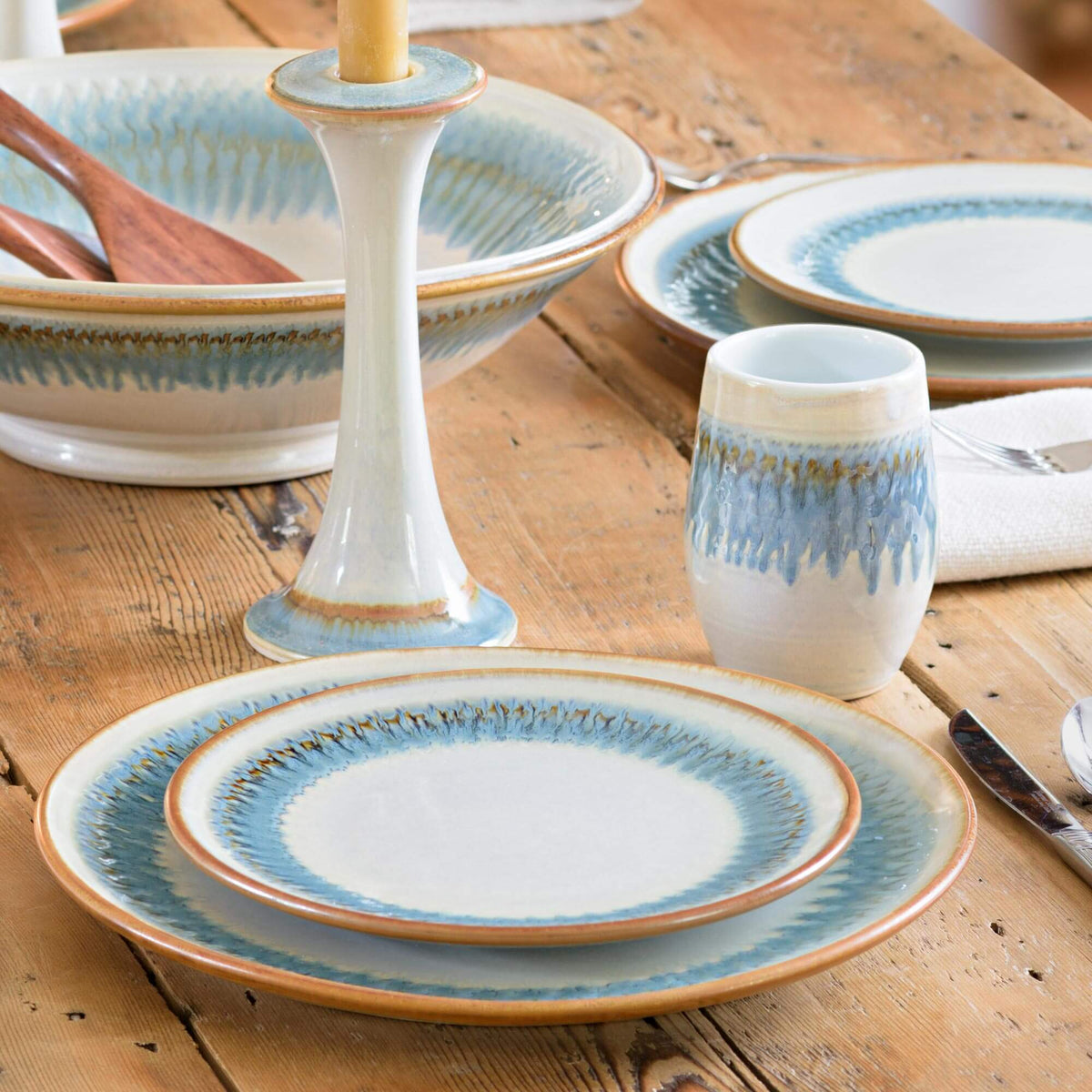Handmade Pottery Rimless Dessert Plate made by Georgetown Pottery in Maine