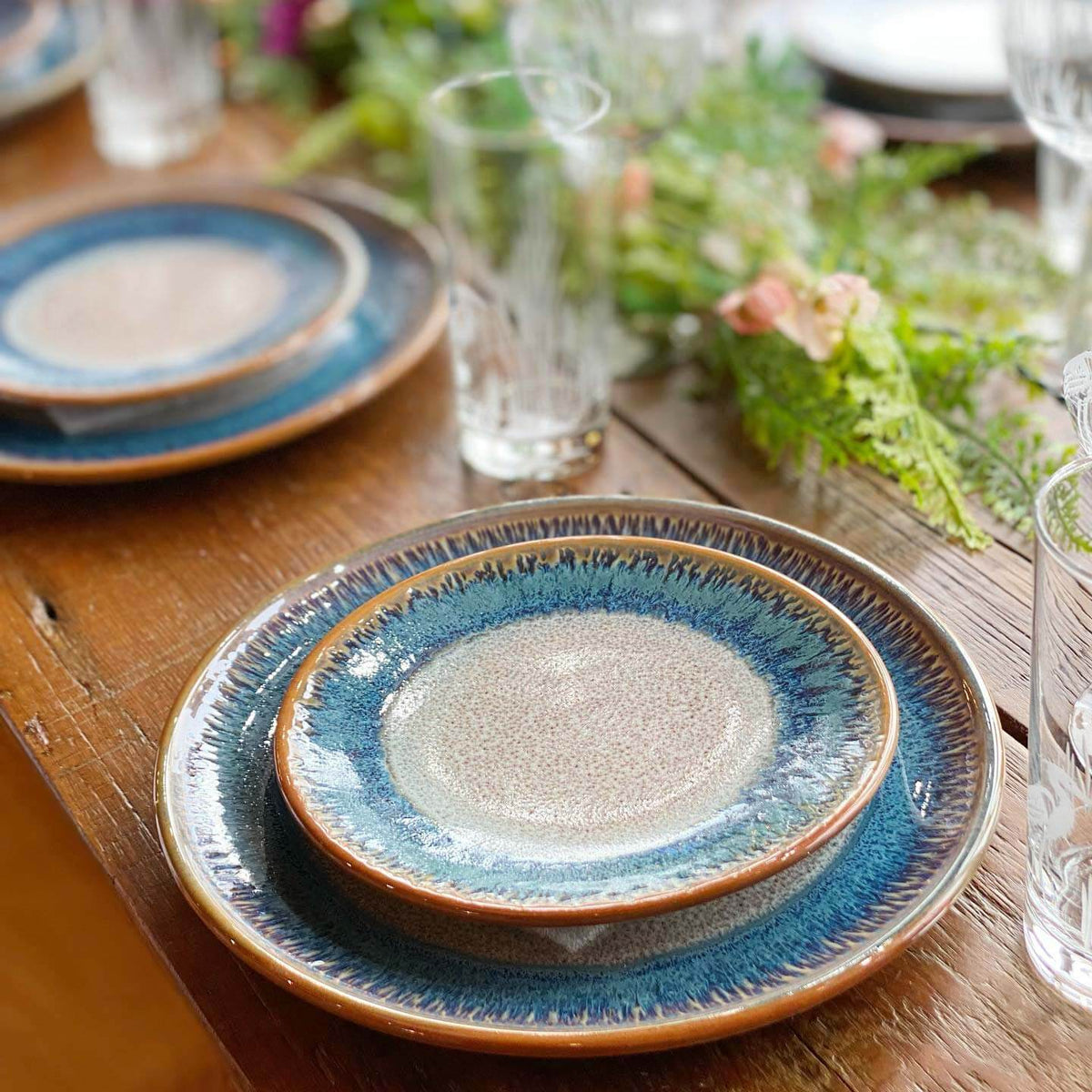 Handmade Pottery Rimless Dessert Plate made by Georgetown Pottery in Maine