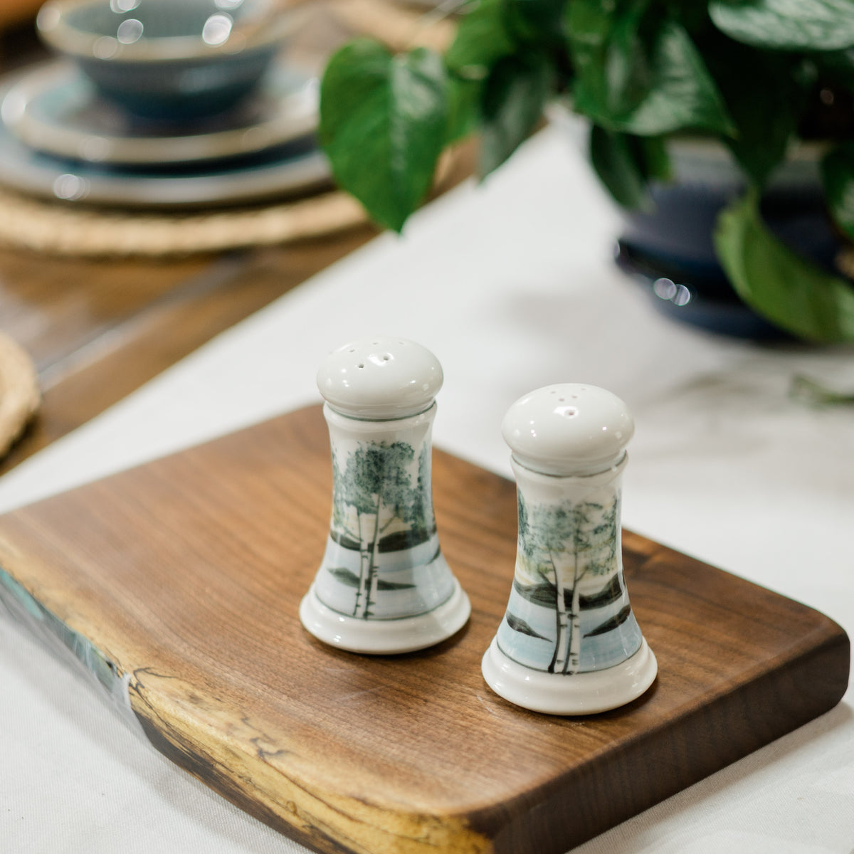 Handmade ceramic Salt & Pepper set  made by Georgetown Pottery in Maine