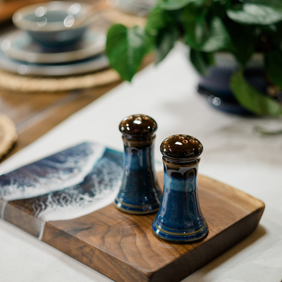 Handmade ceramic Salt & Pepper set  made by Georgetown Pottery in Maine