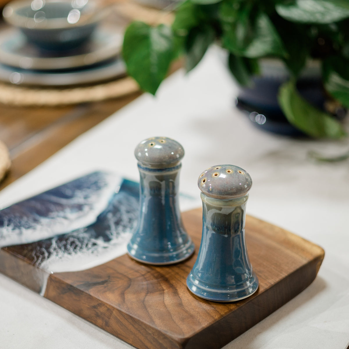Handmade ceramic Salt & Pepper set  made by Georgetown Pottery in Maine