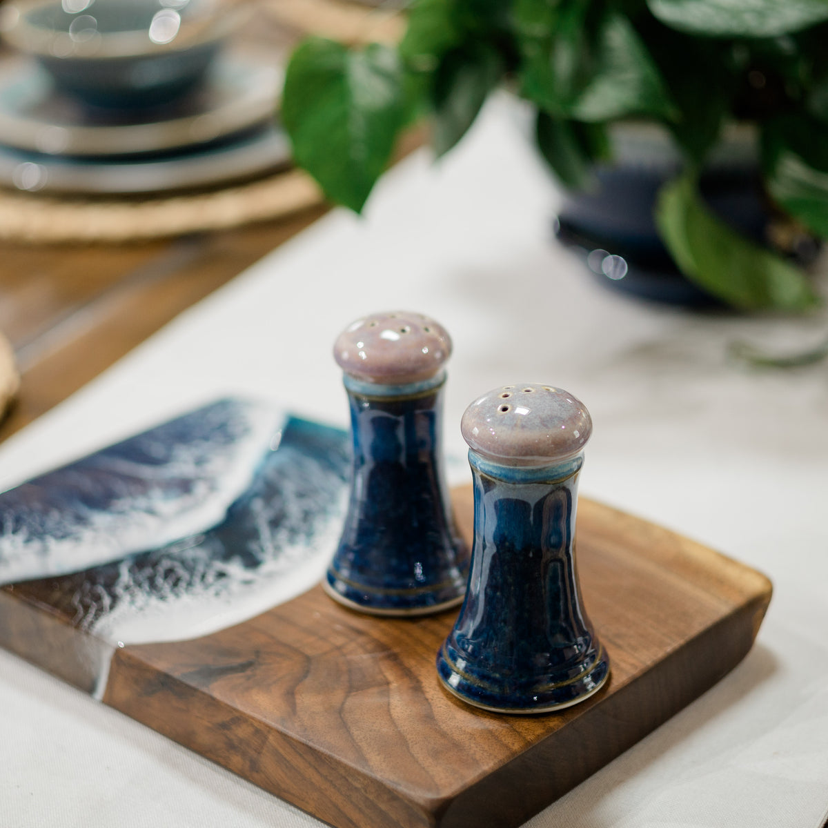 Handmade ceramic Salt & Pepper set  made by Georgetown Pottery in Maine
