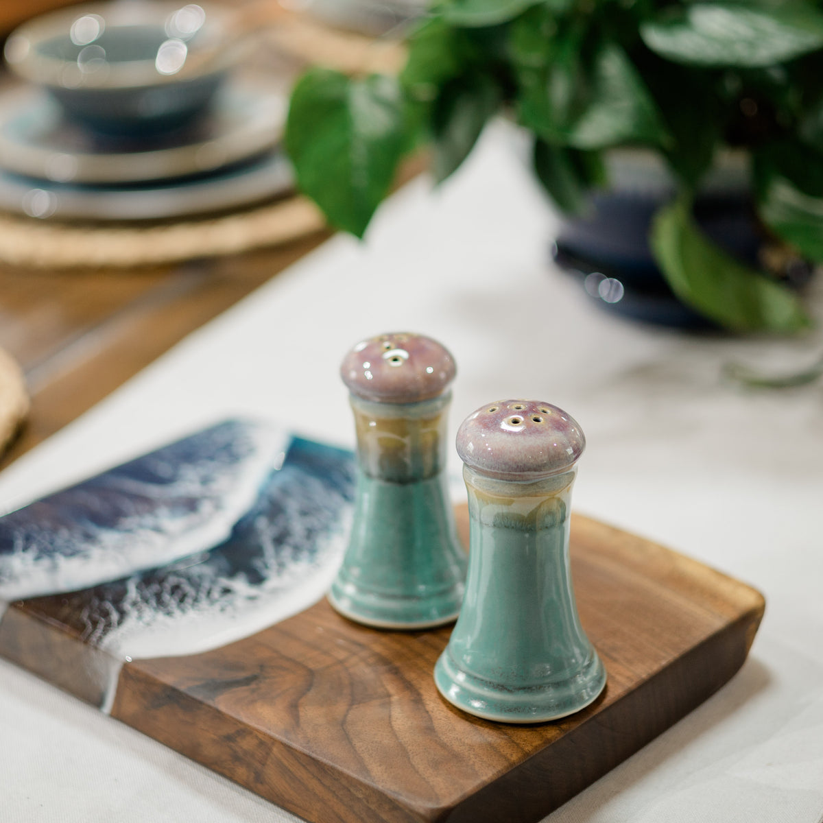Handmade ceramic Salt & Pepper set  made by Georgetown Pottery in Maine