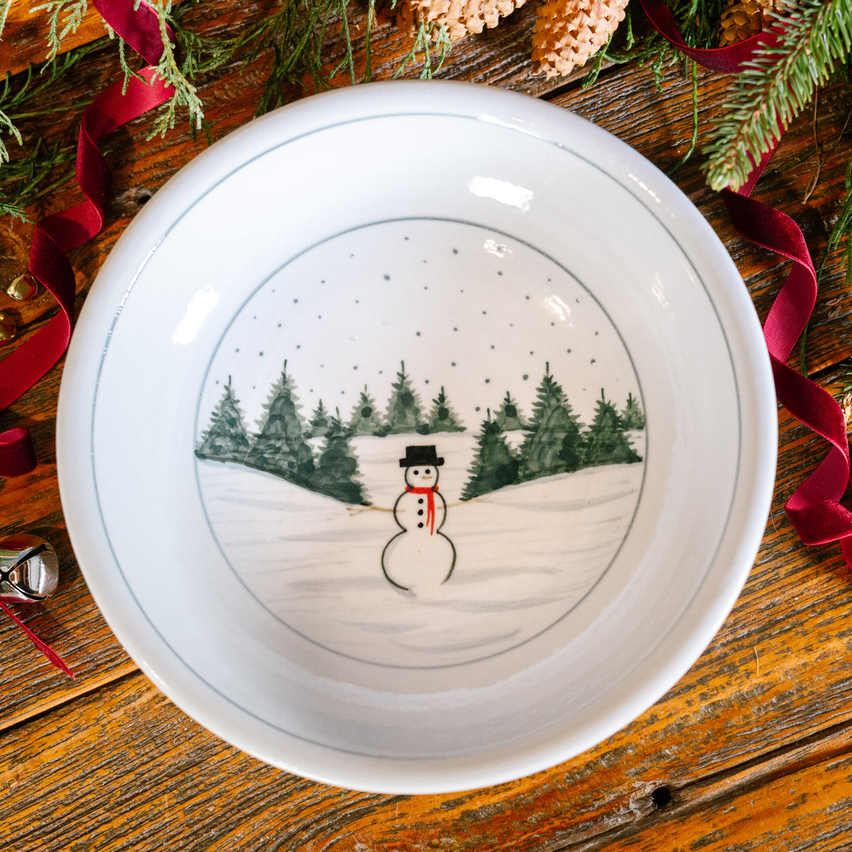 Small Georgetown Bowl, Brushwork Snowman