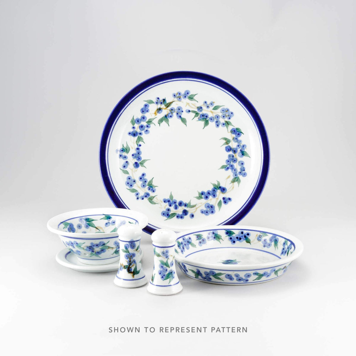 Handmade Pottery 6 Inch Mixing Bowl in Blueberry pattern made by Georgetown Pottery in Maine