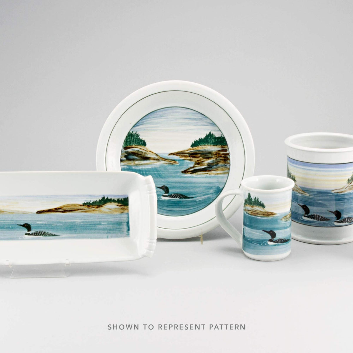 Handmade Pottery 6 Inch Mixing Bowl in Loon pattern made by Georgetown Pottery in Maine